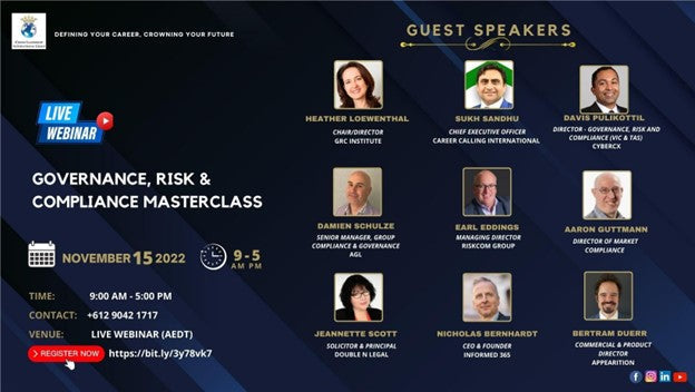 Sukh Sandhu will share his insights on compliance and risk management, as a guest speaker at Crowns Leadership International Group's virtual masterclass